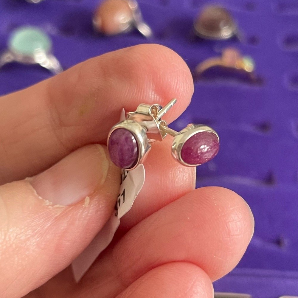 Elegant Genuine Ruby Stone Stud Earrings